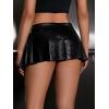 imageMakeMeChic Womens PU Leather Y2K Skirts Low Waisted Buckle Belted Pleated Mini Skater SkirtsBlack