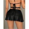 imageMakeMeChic Womens PU Leather Y2K Skirts Low Waisted Buckle Belted Pleated Mini Skater SkirtsBlack B
