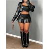 imageMakeMeChic Womens PU Leather Y2K Skirts Low Waisted Buckle Belted Pleated Mini Skater SkirtsBlack a