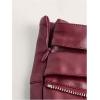 imageMakeMeChic Womens PU Leather Y2K Skirts Low Waisted Buckle Belted Pleated Mini Skater SkirtsBurgundy