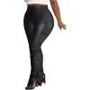 imageMakeMeChic Womens Plus Size Faux Leather Leggings High Waist Split Stretch Skinny PantsBlack