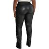 imageMakeMeChic Womens Plus Size Faux Leather Leggings High Waist Split Stretch Skinny PantsBlack