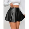 imageMakeMeChic Womens Plus Size PU Faux Leather Skirt A Line Flared Mini Skater Skirts SkortsBlack