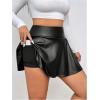 imageMakeMeChic Womens Plus Size PU Faux Leather Skirt A Line Flared Mini Skater Skirts SkortsBlack