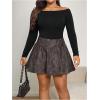 imageMakeMeChic Womens Plus Size PU Faux Leather Skirt A Line Flared Mini Skater Skirts SkortsCoffee Brown