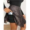 imageMakeMeChic Womens Plus Size PU Faux Leather Skirt A Line Flared Mini Skater Skirts SkortsCoffee Brown