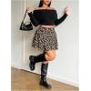 imageMakeMeChic Womens Plus Size PU Faux Leather Skirt A Line Flared Mini Skater Skirts SkortsMulticolor