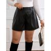 imageMakeMeChic Womens Plus Size PU Leather Shorts Loose Button Front High Waist ShortsBlack