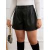 imageMakeMeChic Womens Plus Size PU Leather Shorts Loose Button Front High Waist ShortsBlack