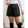 imageMakeMeChic Womens Plus Size PU Leather Shorts Loose Button Front High Waist ShortsBlack