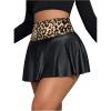 imageMakeMeChic Womens Faux Leather Skirt Y2K Mini Skirt Elastic High Waist A Line Flowy Skort ShortsLeopard Multi