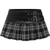 imageMakeMeChic Womens PU Leather Y2K Skirts Low Waisted Buckle Belted Pleated Mini Skater SkirtsBlack and Blue