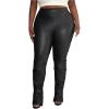 imageMakeMeChic Womens Plus Size Faux Leather Leggings High Waist Split Stretch Skinny PantsBlack
