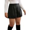 imageMakeMeChic Womens Plus Size PU Leather Shorts Loose Button Front High Waist ShortsBlack
