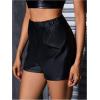 imageMakeMeChic Womens Casual Pu Leather Shorts High Waist Straight Wide Leg Leather ShortsBlack