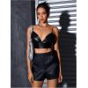 imageMakeMeChic Womens Casual Pu Leather Shorts High Waist Straight Wide Leg Leather ShortsBlack