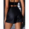imageMakeMeChic Womens Casual Pu Leather Shorts High Waist Straight Wide Leg Leather ShortsBlack