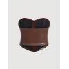 imageMakeMeChic Womens Corset Tube Tops Faux PU Leather Going Out Strapless Sleeveless Bandeau Bustier Crop TopsBrown