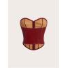 imageMakeMeChic Womens Corset Tube Tops Faux PU Leather Going Out Strapless Sleeveless Bandeau Bustier Crop TopsBurgundy