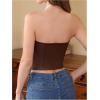 imageMakeMeChic Womens Corset Tube Tops Faux PU Leather Going Out Strapless Sleeveless Bandeau Bustier Crop TopsCoffee Brown