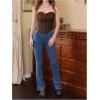 imageMakeMeChic Womens Corset Tube Tops Faux PU Leather Going Out Strapless Sleeveless Bandeau Bustier Crop TopsCoffee Brown