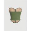 imageMakeMeChic Womens Corset Tube Tops Faux PU Leather Going Out Strapless Sleeveless Bandeau Bustier Crop TopsGreen