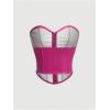 imageMakeMeChic Womens Corset Tube Tops Faux PU Leather Going Out Strapless Sleeveless Bandeau Bustier Crop TopsHot Pink