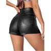 imageMakeMeChic Womens Faux Leather High Waist Stretchy Shorts Skinny Bodycon BottomBlack
