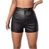 imageMakeMeChic Womens Faux Leather High Waist Stretchy Shorts Skinny Bodycon BottomBlack