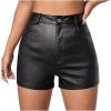 imageMakeMeChic Womens Faux Leather High Waist Stretchy Shorts Skinny Bodycon BottomBlack