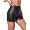imageMakeMeChic Womens Faux Leather High Waist Stretchy Shorts Skinny Bodycon BottomBlack