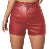 imageMakeMeChic Womens Faux Leather High Waist Stretchy Shorts Skinny Bodycon BottomRed