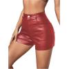 imageMakeMeChic Womens Faux Leather High Waist Stretchy Shorts Skinny Bodycon BottomRed