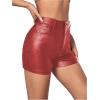 imageMakeMeChic Womens Faux Leather High Waist Stretchy Shorts Skinny Bodycon BottomRed