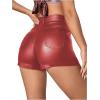imageMakeMeChic Womens Faux Leather High Waist Stretchy Shorts Skinny Bodycon BottomRed