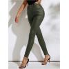 imageMakeMeChic Womens Faux Leather Skinny Pants Button Front High Waisted PU Leather Leggings PantsArmy Green