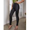 imageMakeMeChic Womens Faux Leather Skinny Pants Button Front High Waisted PU Leather Leggings PantsBlack