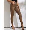imageMakeMeChic Womens Faux Leather Skinny Pants Button Front High Waisted PU Leather Leggings PantsGinger