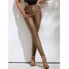 imageMakeMeChic Womens Faux Leather Skinny Pants Button Front High Waisted PU Leather Leggings PantsGinger