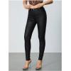 imageMakeMeChic Womens Faux Leather Stretch Skinny Pants High Waisted Double Button PU Leather Leggings PantsBlack
