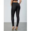 imageMakeMeChic Womens Faux Leather Stretch Skinny Pants High Waisted Double Button PU Leather Leggings PantsBlack