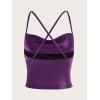 imageMakeMeChic Womens Faux Leather Top Criss Cross Ruched PU Leather Cami Tank Top VestPurple
