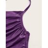 imageMakeMeChic Womens Faux Leather Top Criss Cross Ruched PU Leather Cami Tank Top VestPurple