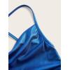 imageMakeMeChic Womens Faux Leather Top Criss Cross Ruched PU Leather Cami Tank Top VestRoyal Blue