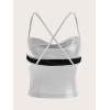 imageMakeMeChic Womens Faux Leather Top Criss Cross Ruched PU Leather Cami Tank Top VestSilver