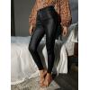 imageMakeMeChic Womens Faux PU Leather Thermal Lined High Waisted Stretch Skinny Pants LeggingsBlack