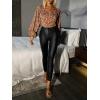 imageMakeMeChic Womens Faux PU Leather Thermal Lined High Waisted Stretch Skinny Pants LeggingsBlack