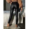 imageMakeMeChic Womens Faux PU Leather Thermal Lined High Waisted Stretch Skinny Pants LeggingsBlack
