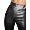 imageMakeMeChic Womens Metallic Faux Leather High Waisted Zipper Front Skinny Pants LeggingsBlack