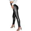 imageMakeMeChic Womens Metallic Faux Leather High Waisted Zipper Front Skinny Pants LeggingsBlack